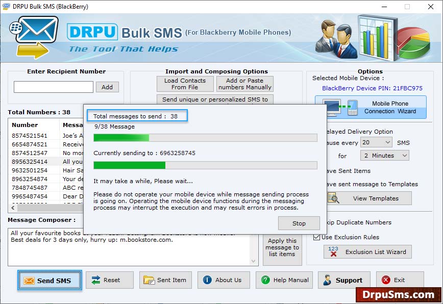 SMS sending process