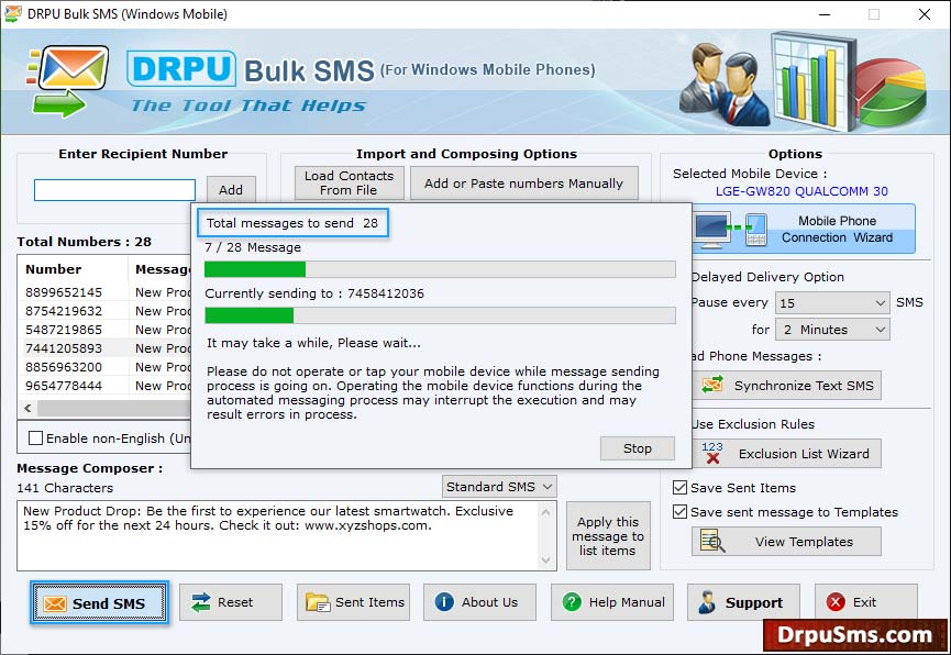 SMS sending process