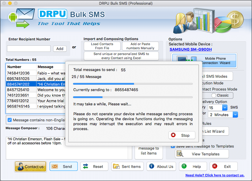 Import contact numbers