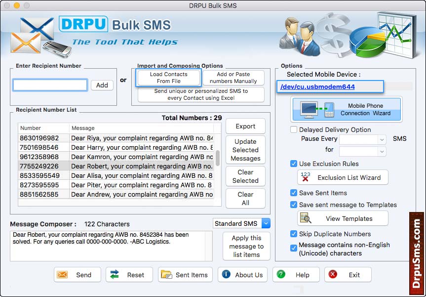 Mac Bulk SMS Software for GSM