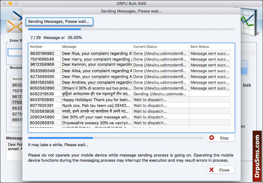 MAC bulk SMS software for GSM Advance Connection Troublesshooting