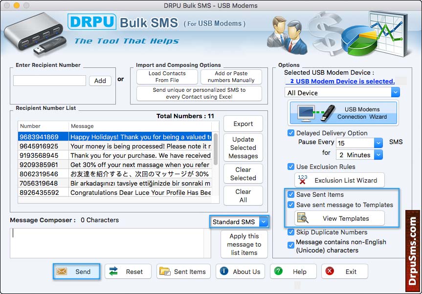 MAC Bulk SMS Software for USB Modems