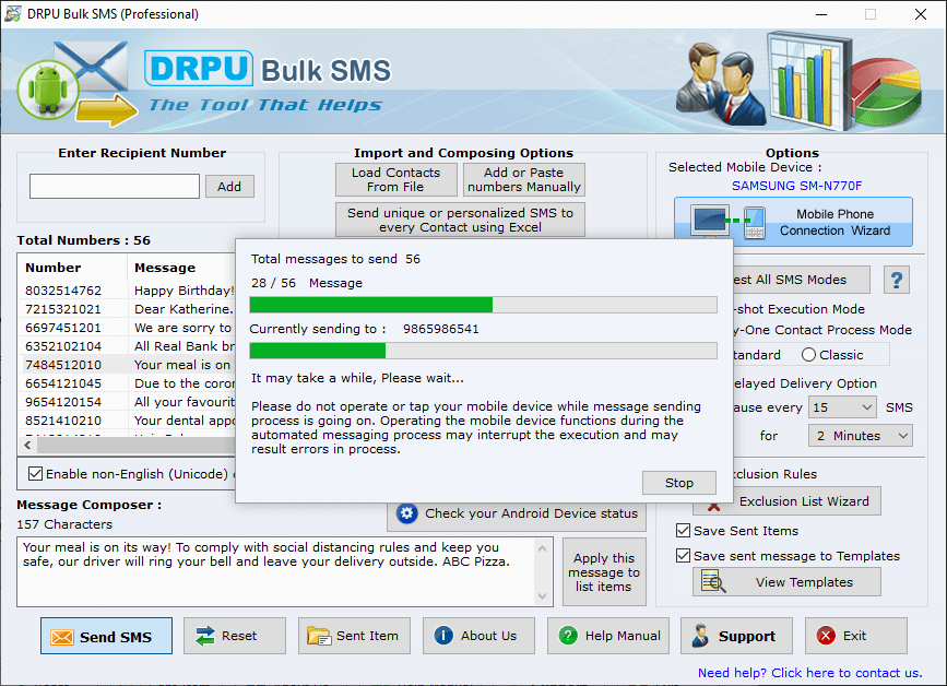 Message sending process